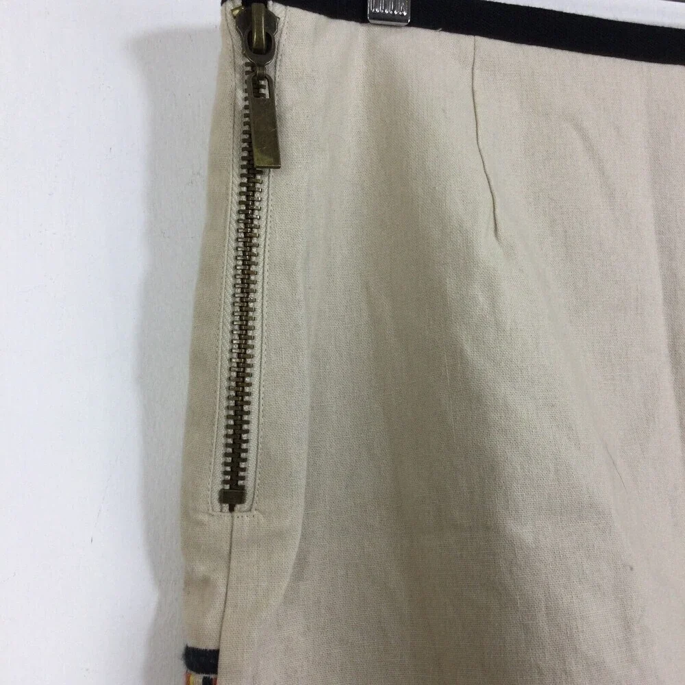 A Loves A Womens Cotton Linen Embroidered Side Zip Knit Mini Skirt Size XS NWT
